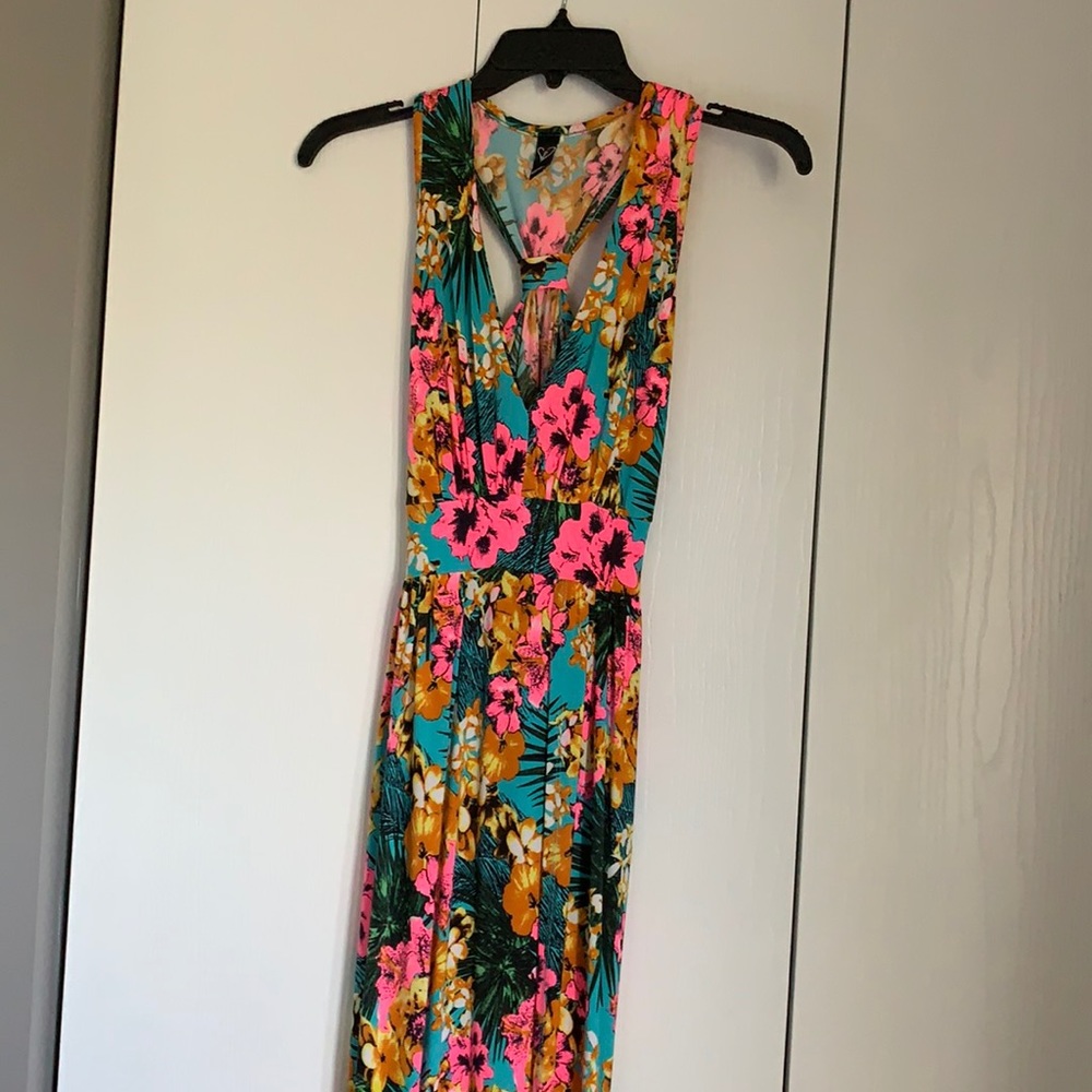 Tropical Fluorescent Maxi Dress